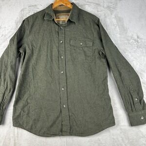 CQR Heritage Flannels Original Mens Button Up Shirt Green Medium Cotton
